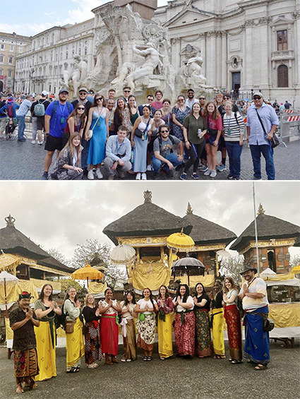 Groups of UNF students on study abroad trips