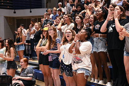 Crowd of UNF students cheering in the UNF Arena