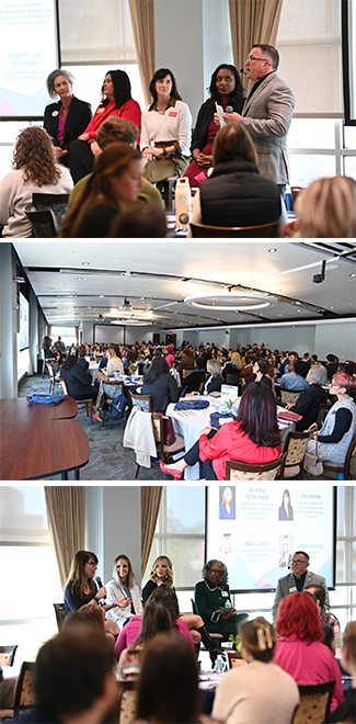 Leading Ladies Summit panel participants in pictures one and three. A overall view of the summit in picture 2.