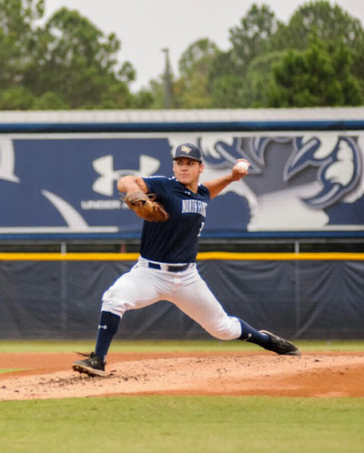 UNF baseball left handed pitcher throwing the ball