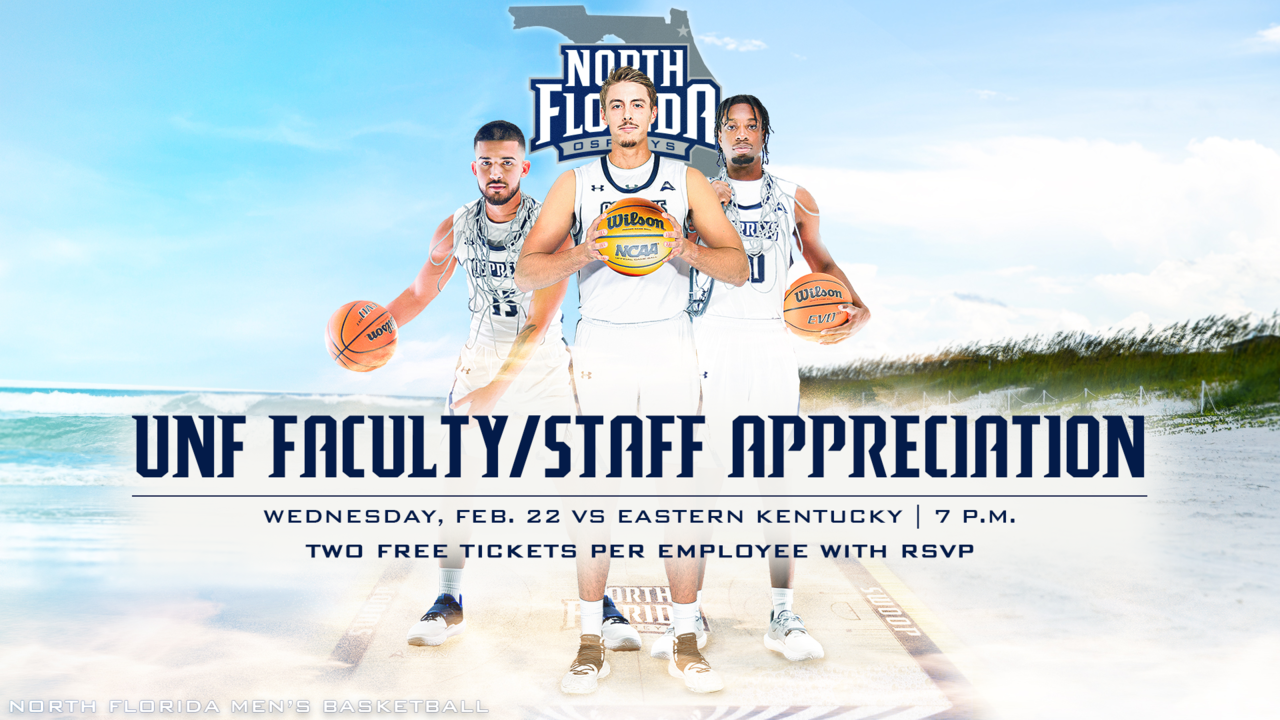 UNF faculty and staff appreciation basketball game flyer