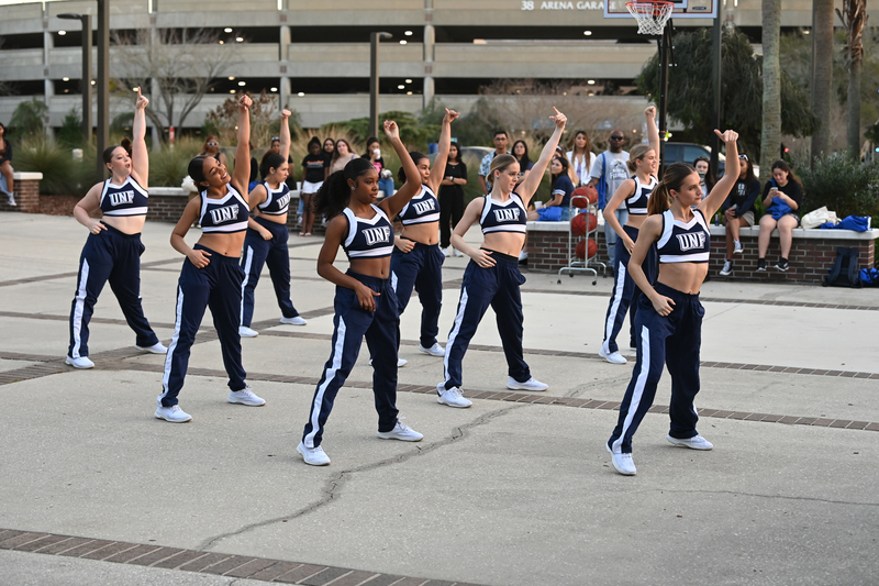 UNF Cheerleaders at pep rally