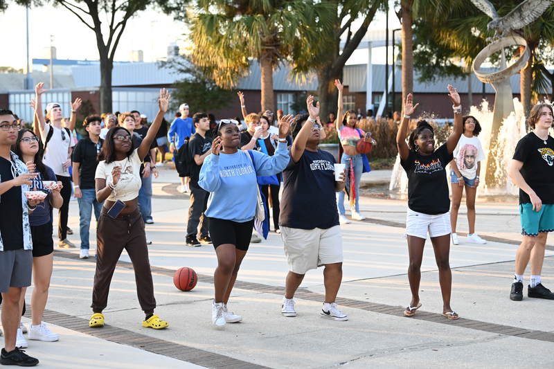 Students enjoying pep rally festivities