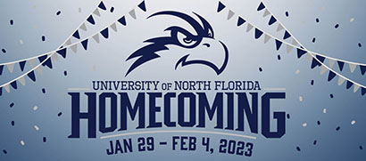 UNF 2023 Homecoming promotion text of Jan 29- Feb 4, 2023