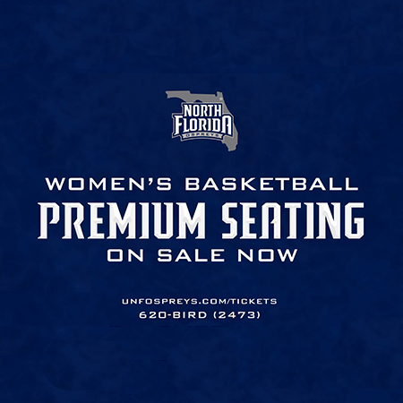 UNF women's basketball premium seating advertisement more details on the left