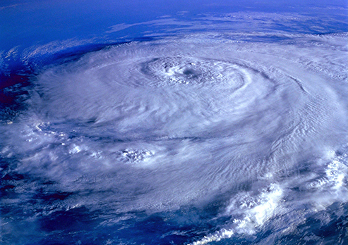 Satellite images of a hurricane eye