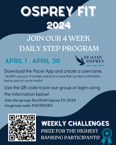 Osprey Fit 2024 4 Week Daily Step Program flyer April 1 to April 30
