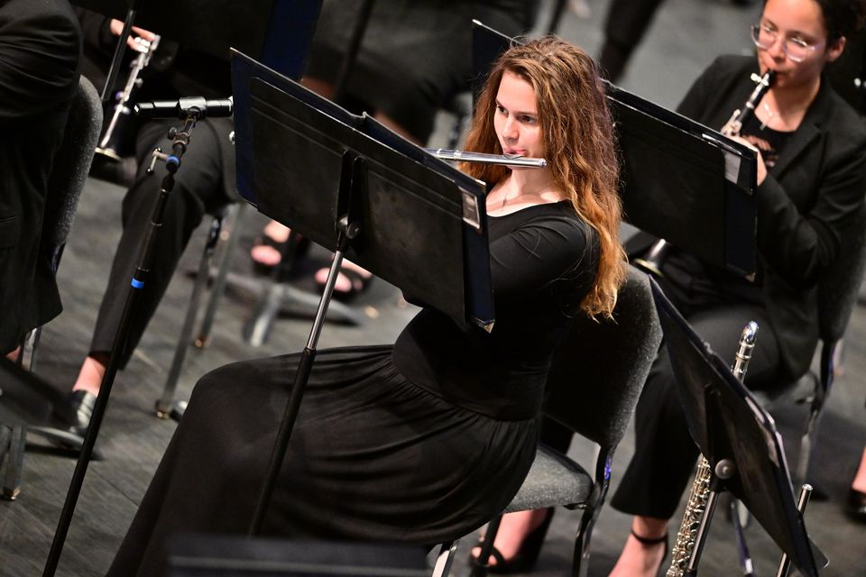 UNF School of Music student playing the flute