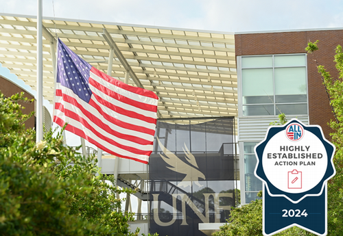 American flag flying on UNF campus