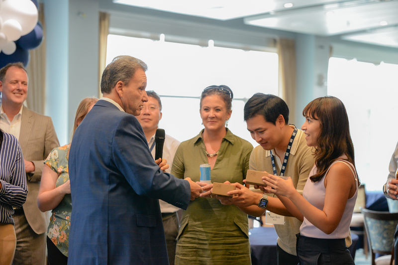 President Limayem at new faculty reception event