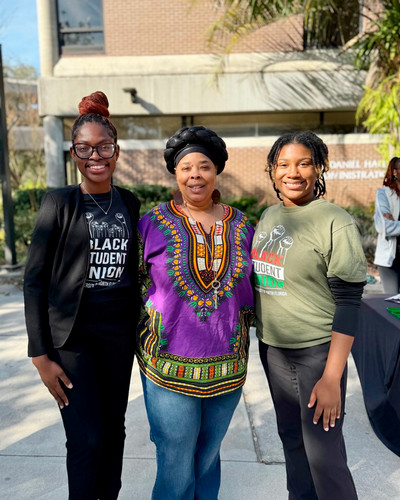 UNF students and faculty member at a Black History Month event
