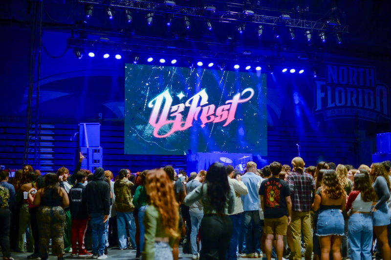 UNF standing around at the 2024 OzFest homecoming conceret