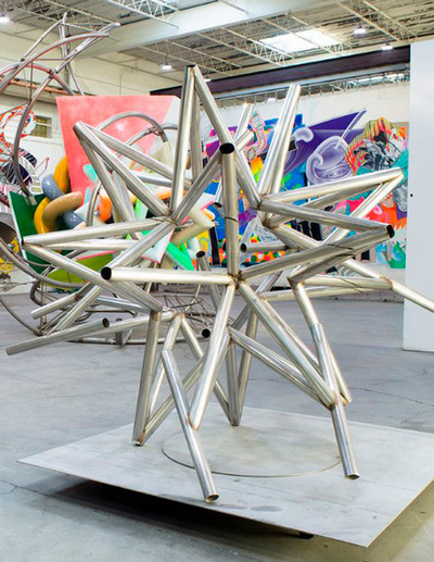 Star sculpture in Frank Stella's studio