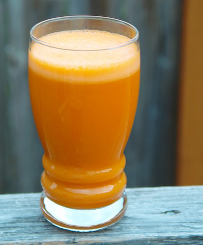 Carrot smoothie juice in a glass