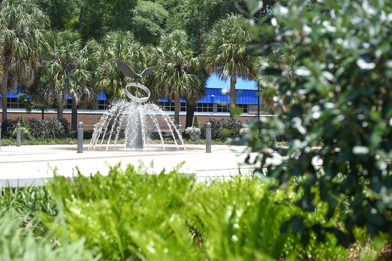 UNF fountain in front of the field house