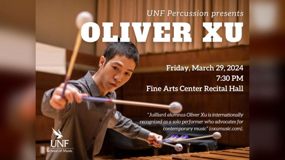 Percussionist Oliver Xu during a performance