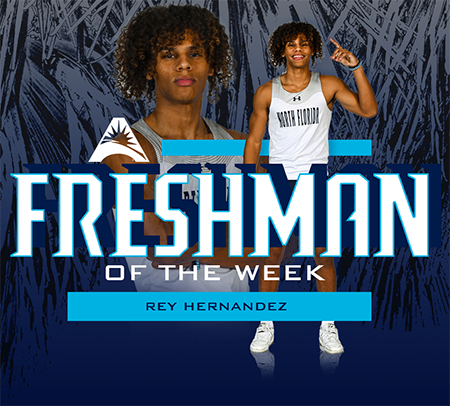 UNF freshman sprinter Rey Hernandez, ASUN Freshman of the Week