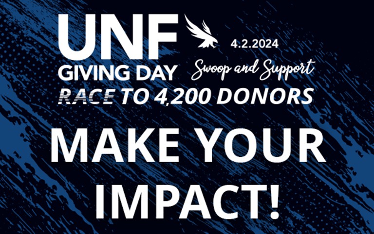 UNF Giving Day 4.2.2024, Swoop and Support, Race to 4,200 Donors make your impact