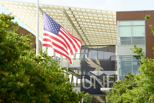 American Flag flying on UNF campus