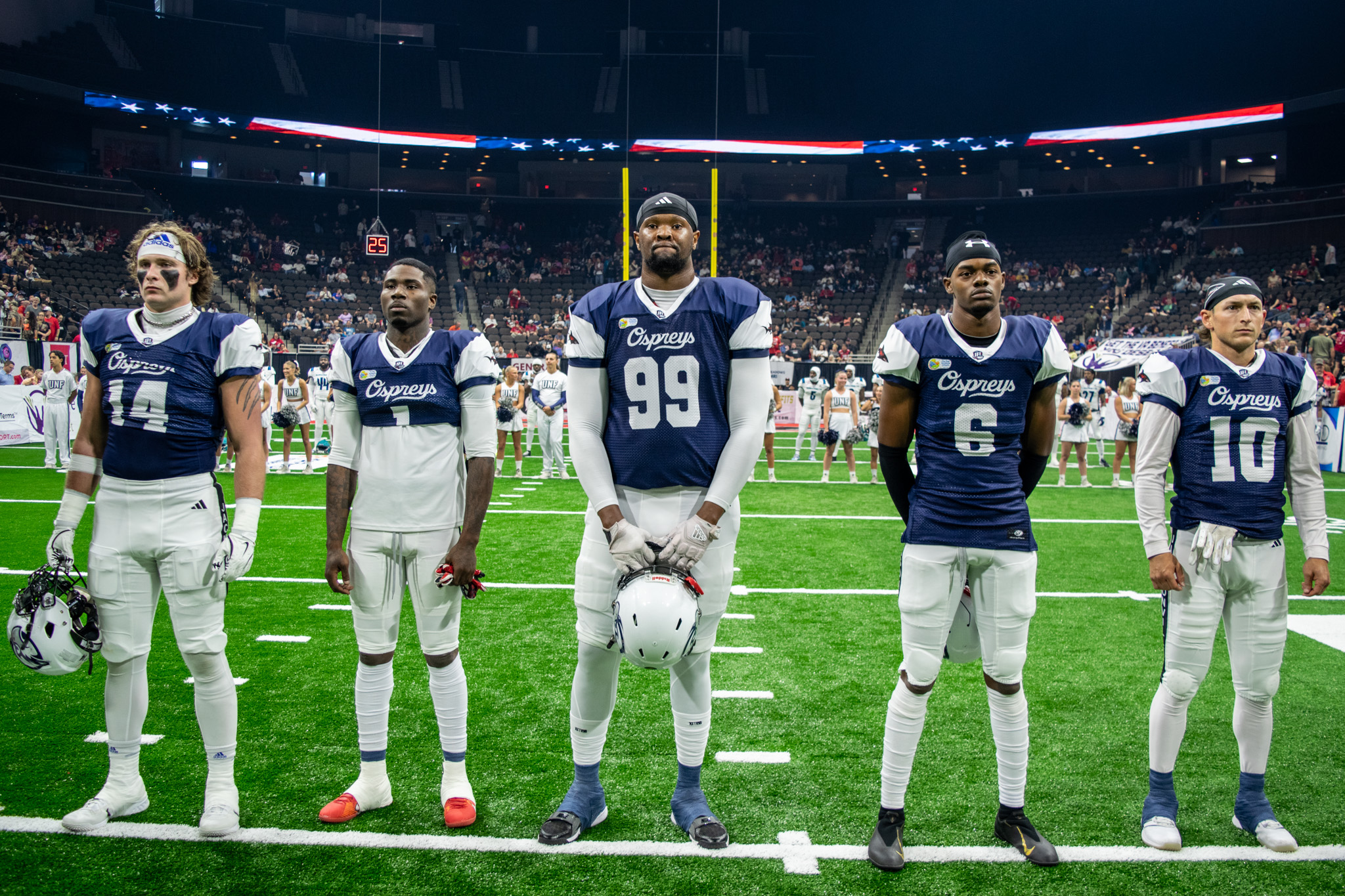 Jax Sharks players standing for national anthem