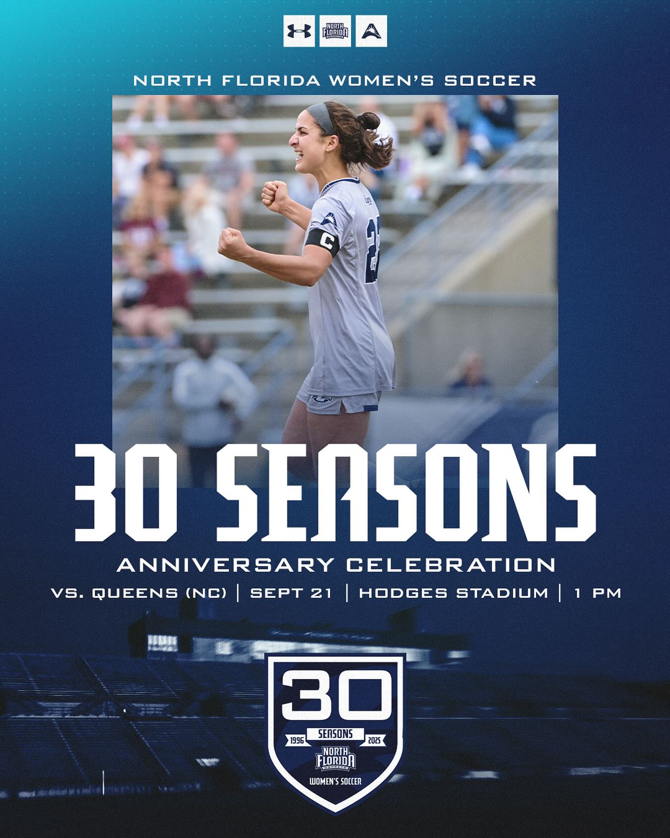 north florida women's soccer 20 seasons anniversary celebration flyer