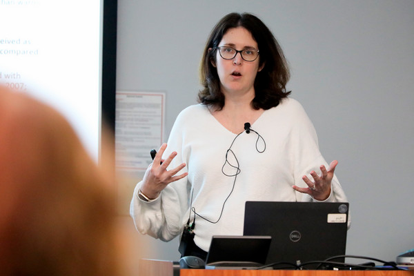UNF professor Dr. Elizabeth Brown speaking to an audience