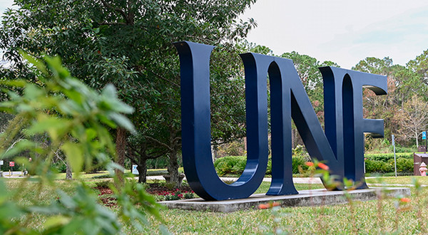 UNF letters outdoors art installation