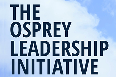 The Osprey Leadership Initiative with clouds behind it