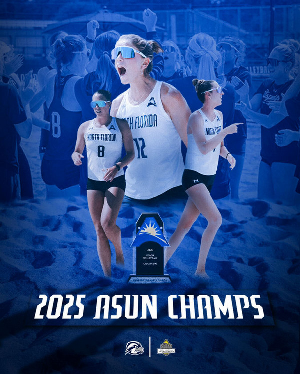 2025 ASUN Champs UNF beach volleyball poster