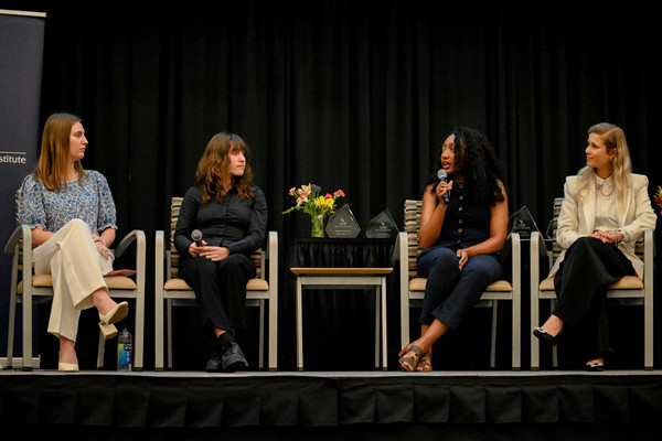 Panel on stage at the 2026 Taylor Leadership Institute Leadership Awards and Taylor Talks