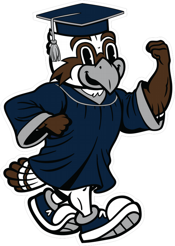 UNF Ozzie mascot in commencement regalia