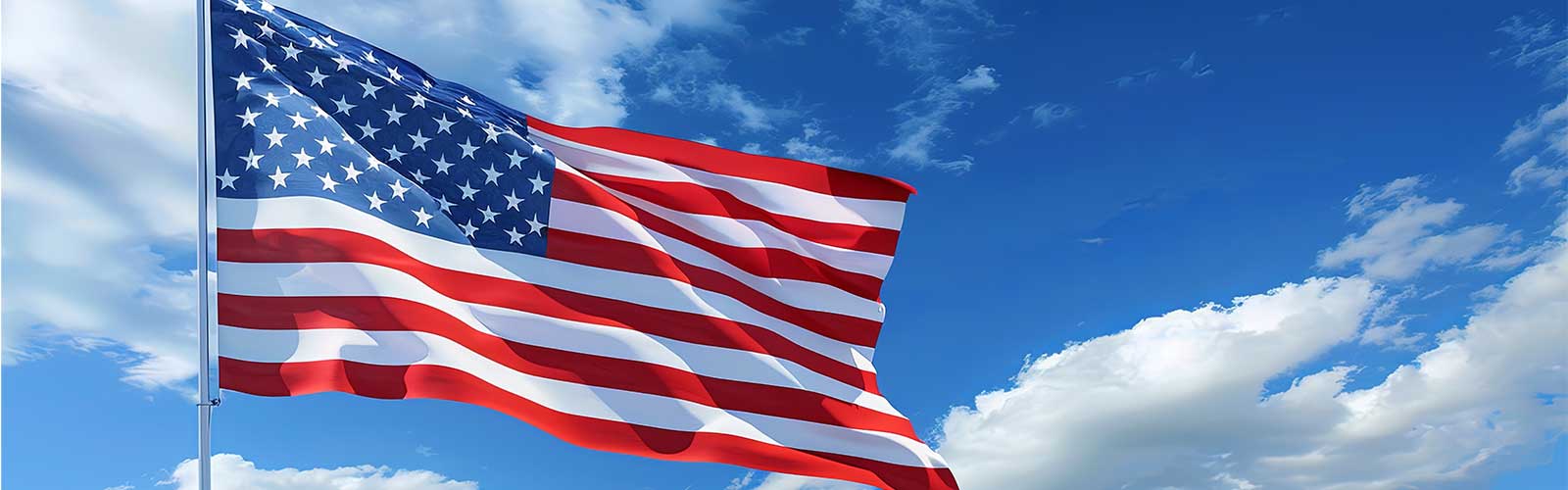 US flag flying in the blue sky