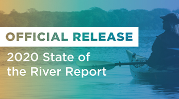 shot of the water that reads - Official Release: 2020 State of the River Report