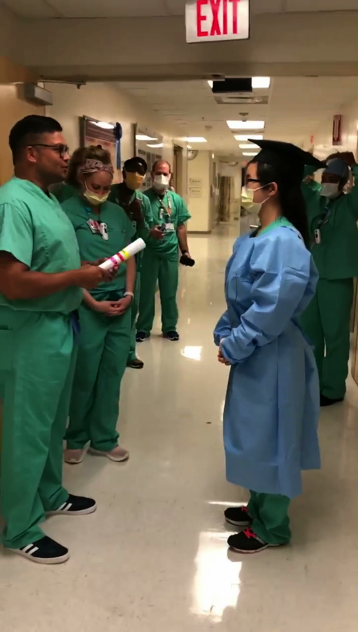 Chu at her hospital graduation
