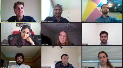 2020 DSSG interns and professors during a Zoom meeting