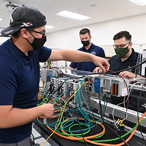 UNF engineering students work in a materials science lab on campus