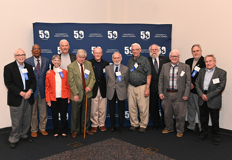 A group of emeriti posing for a photo at the 1972 Emeriti and Friends Luncheon