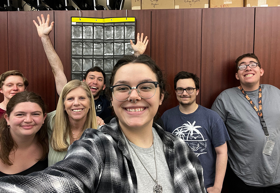 Members of the THRIVE Program and UNF students posing for a selfie