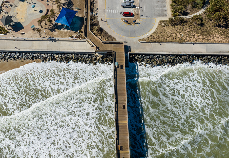Aerial view of St. Johns pier