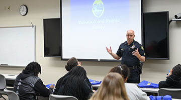 JSO Chief Mark Romano presenting to Public Health class