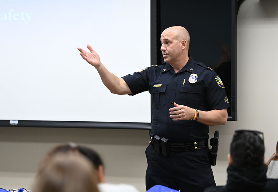 JSO Chief Mark Romano presenting to Public Health class