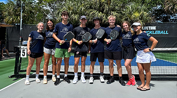 Pickleball Club Team wearing matching t-shirts at the regional tournament