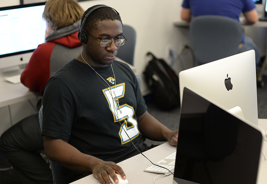 Student at computer