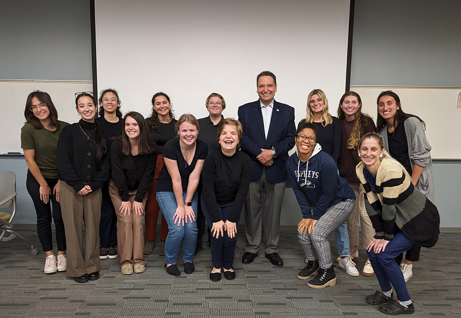 Students from the ASL/English Interpreting and UNF President Moez Limayem