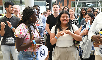 UNF students enjoying Convocation festivities on campus