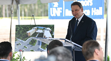 President Limayem speaking at the groundbreaking ceremony