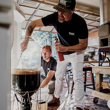 Aaron Meisenheimer working in the brewery