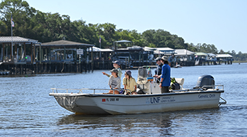 UNF research boat on the water