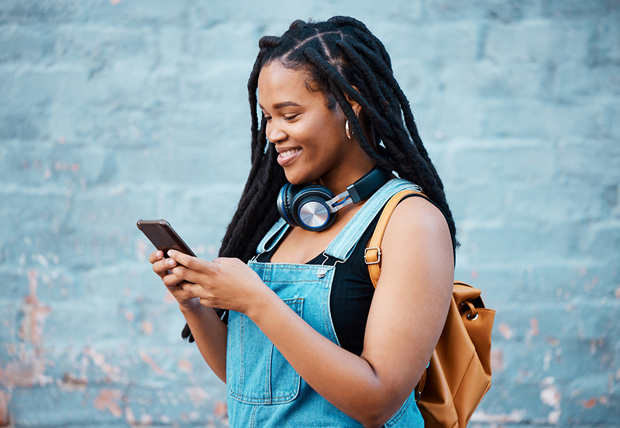 Girl scrolling on phone