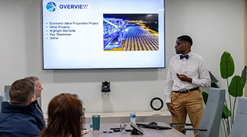 Cameron Myers giving a presentation